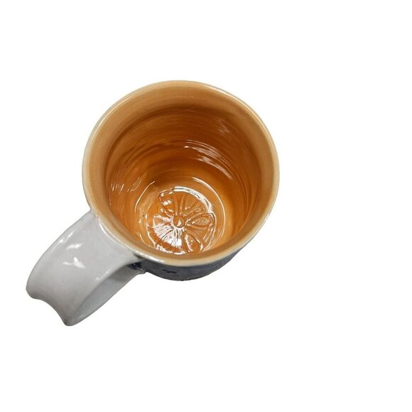 Handcrafted Signed L Sullivan Ceramic Mug With Whimsical Artwork Floral Interior - Picture 6 of 8